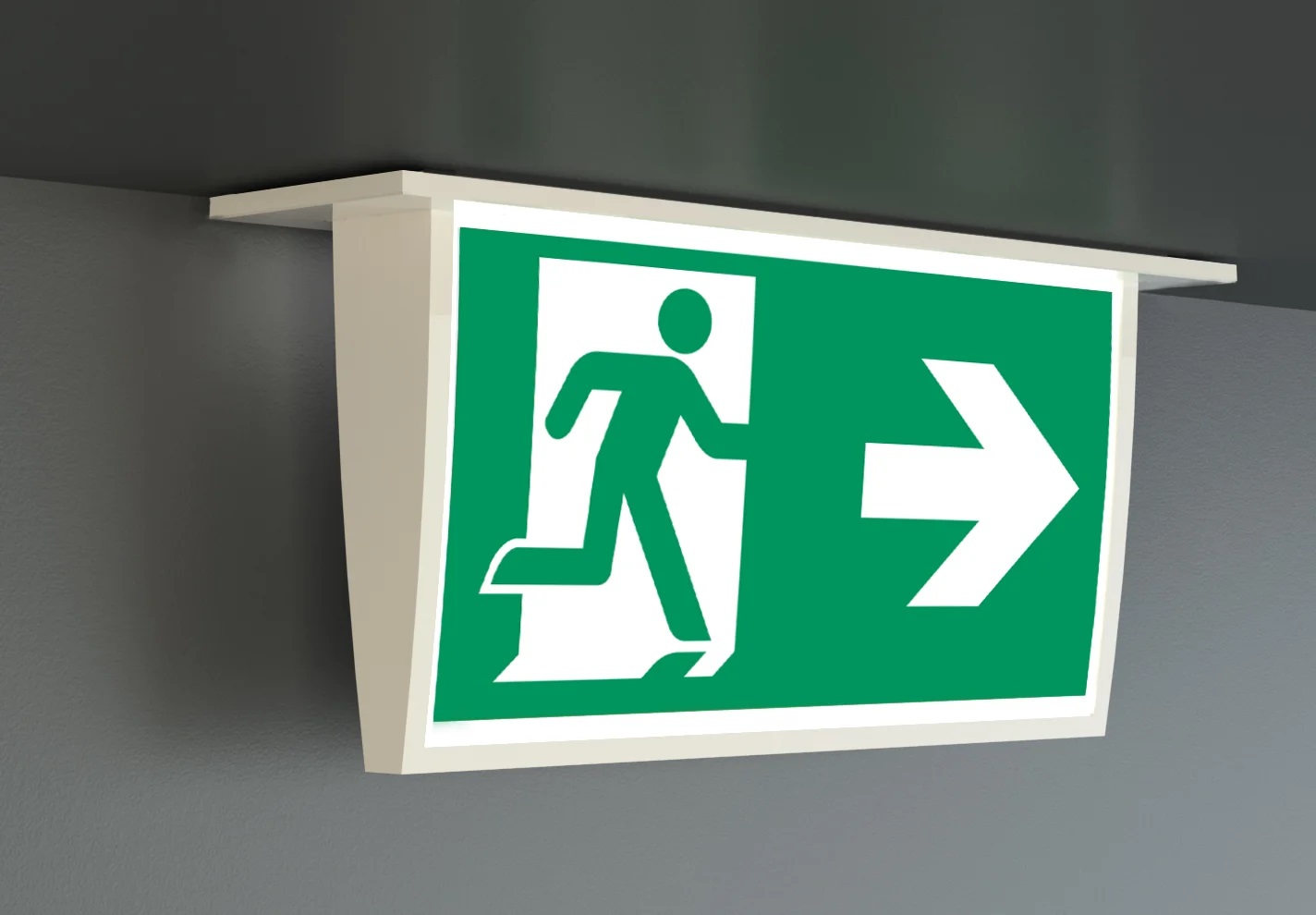 Universal 8h 230V 24m LED Notbeleuchtung KMU mit Selbsttest RAL 9003